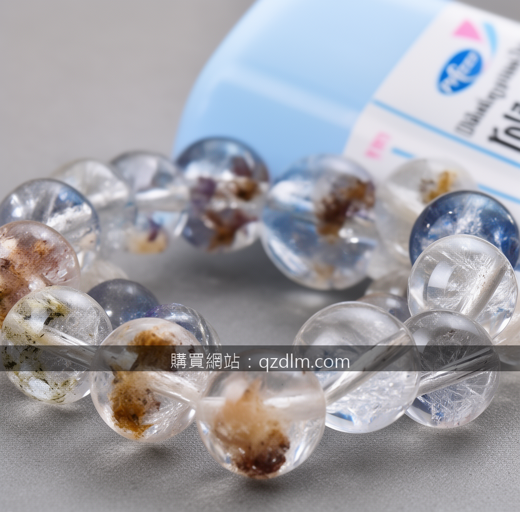 Macro crystal bracelet photography revealing natural bead details.
Subject: Plac
